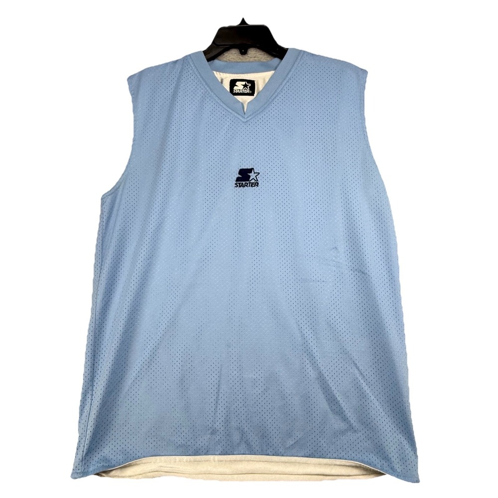 Vintage Starter Mens 90s Sleeveless Basketball‎ Tank Top Blue Mesh Size M